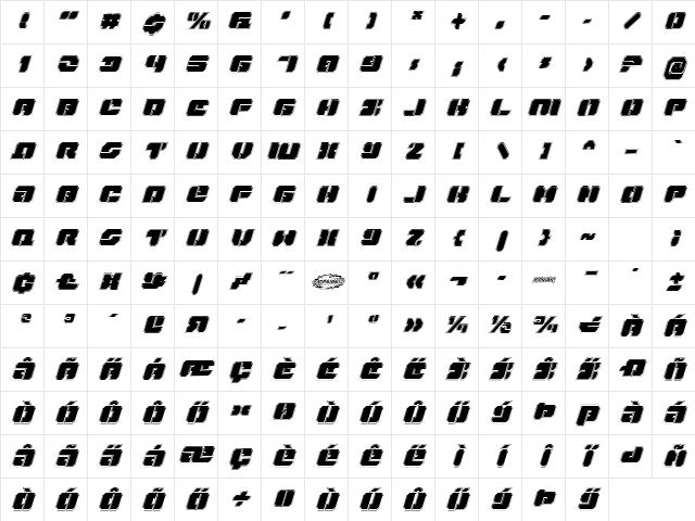 Dan Stargate Pro Italic Italic Character Map