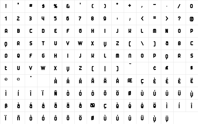 Danbold Regular Character Map