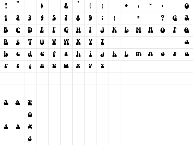 Dance Away 3 Regular Character Map