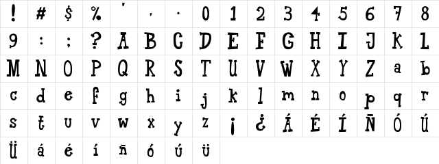 Alan Font Regular Character Map