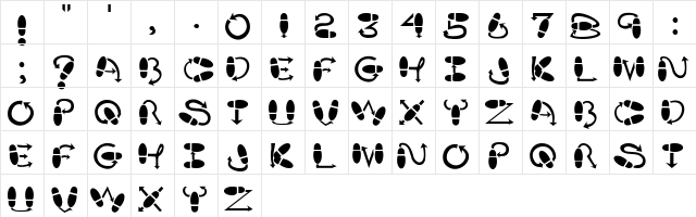 DanceStep Regular Character Map DanceStep Regular Character Map