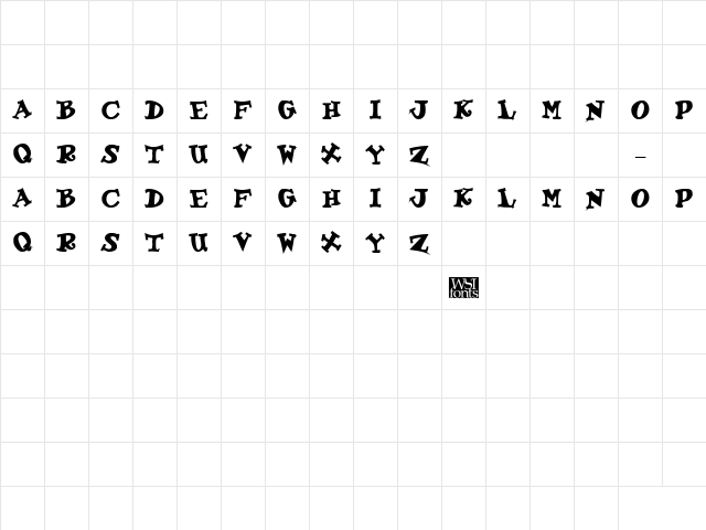 KoolKapsDisplay Bold Character Map