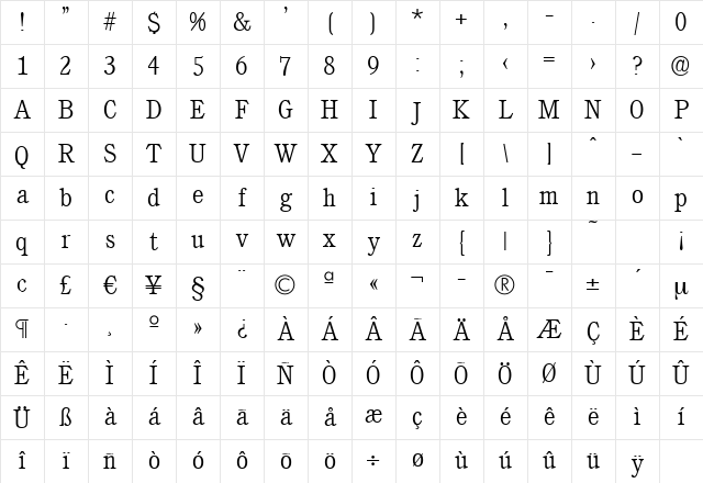 DanielBecker-ExtraLight Regular Character Map