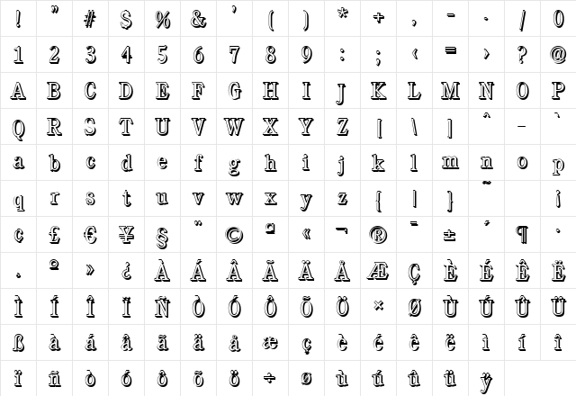 DanielBeckerShadow-Light Regular Character Map DanielBeckerShadow-Light Regular Character Map