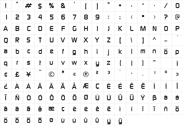 Danley Regular Character Map