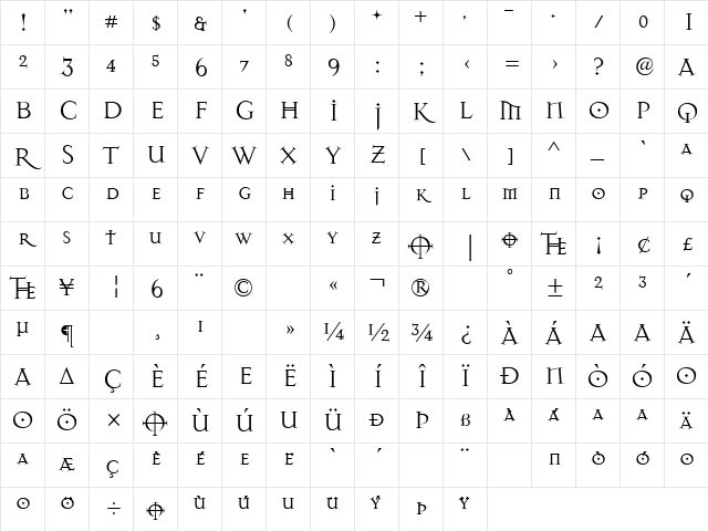 Dark11 Regular Character Map Dark11 Regular Character Map