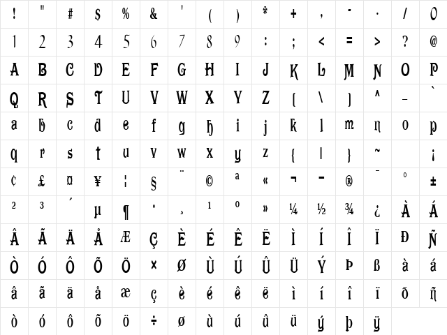 Dark Regular Character Map