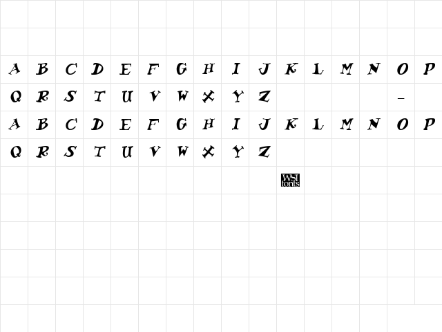 KoolKapsDisplay Italic Character Map