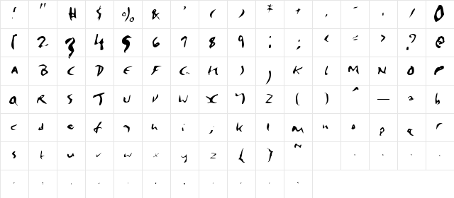 Dashieal Regular Character Map Dashieal Regular Character Map