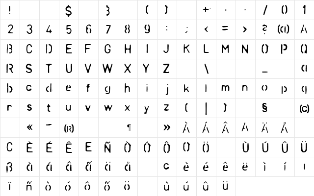 LLChina Regular Character Map LLChina Regular Character Map