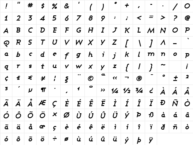 Ashby Regular Character Map