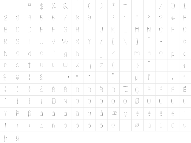 LLDot Regular Character Map LLDot Regular Character Map