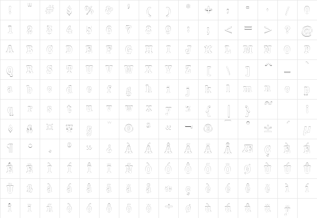 DatelineCondensedOutline Bold Character Map