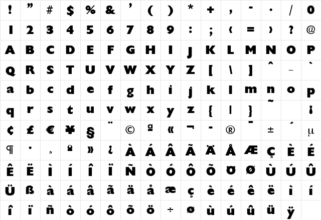 DavidBecker-Heavy Regular Character Map DavidBecker-Heavy Regular Character Map