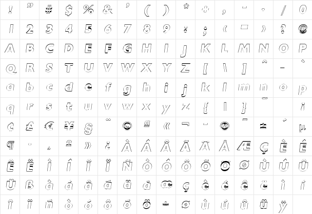 DavidBeckerOutline-ExtraBold Italic Character Map DavidBeckerOutline-ExtraBold Italic Character Map