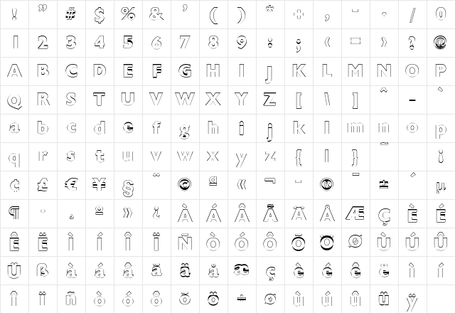 DavidBeckerOutline-ExtraBold Regular Character Map