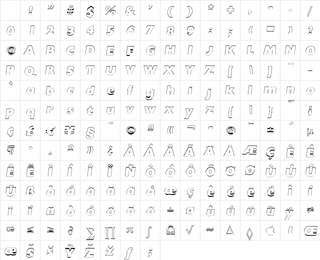 DavidBeckerOutline-Heavy Italic Character Map DavidBeckerOutline-Heavy Italic Character Map