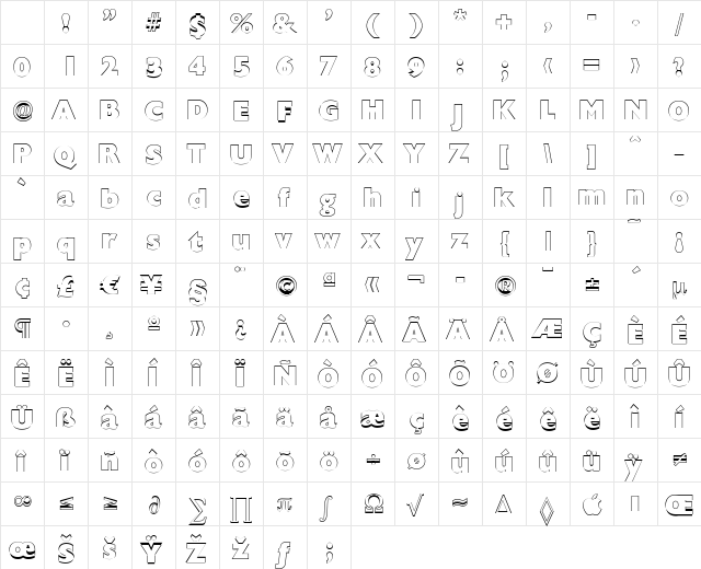 DavidBeckerOutline-Heavy Regular Character Map DavidBeckerOutline-Heavy Regular Character Map