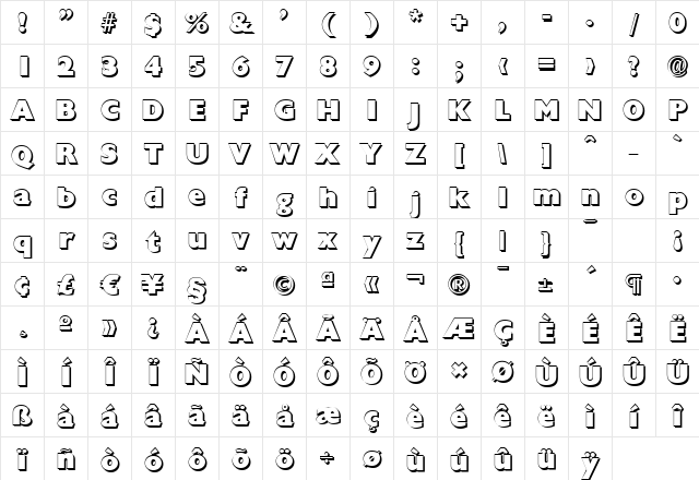 DavidBeckerShadow-Heavy Regular Character Map