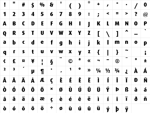 Dax ExtraBold Character Map