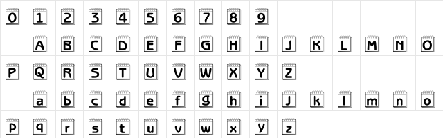 101! Day Planner Regular Character Map