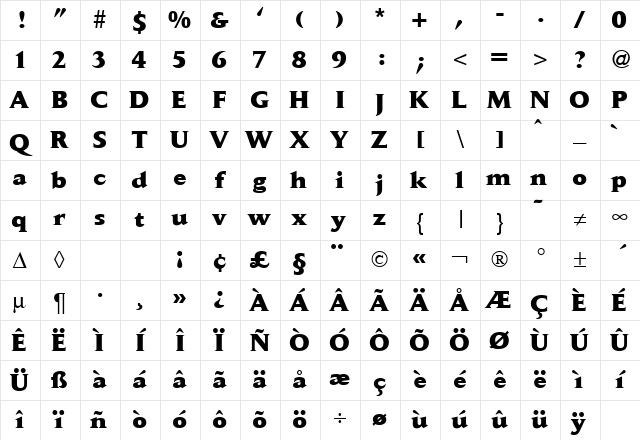 DaylightExtrabold Regular Character Map DaylightExtrabold Regular Character Map