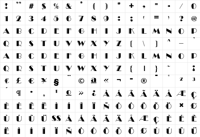 AnnaBeckerEngraved Regular Character Map AnnaBeckerEngraved Regular Character Map