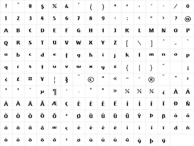 Albafire LT Regular Regular Character Map