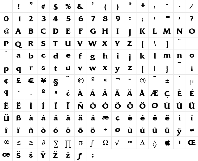 DennisBecker Bold Character Map DennisBecker Bold Character Map