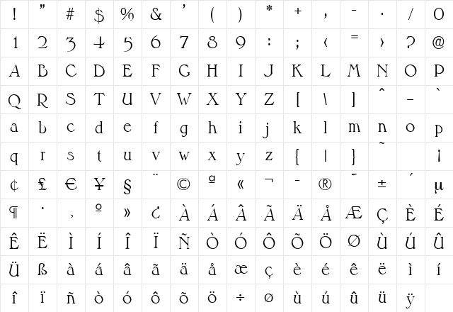 HenryBecker-Light Regular Character Map
