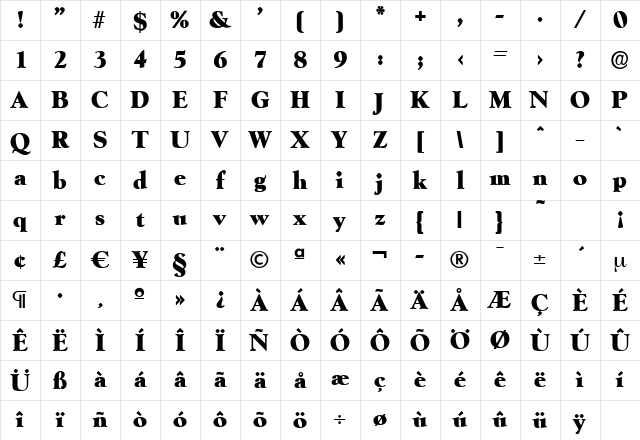 JackBecker-Heavy Regular Character Map