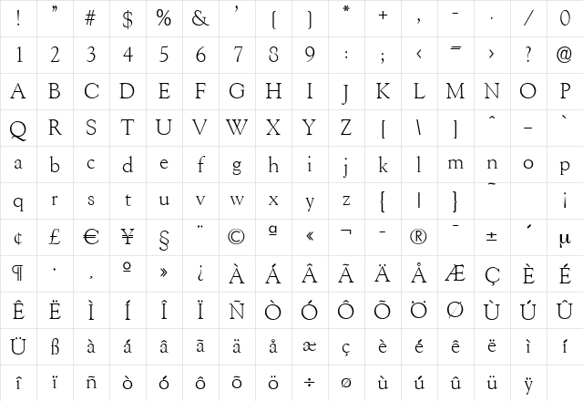 JackBecker-Light Regular Character Map
