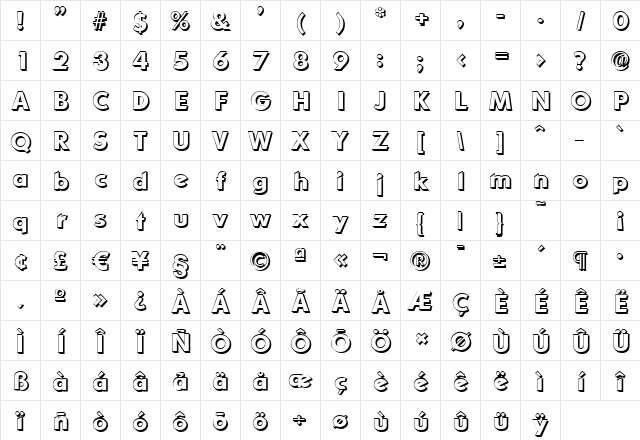 LiamBeckerShadow Bold Character Map LiamBeckerShadow Bold Character Map