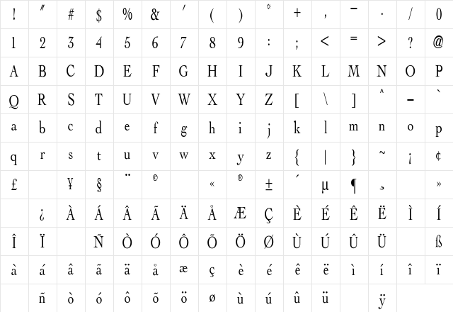 Albatross Regular Character Map Albatross Regular Character Map