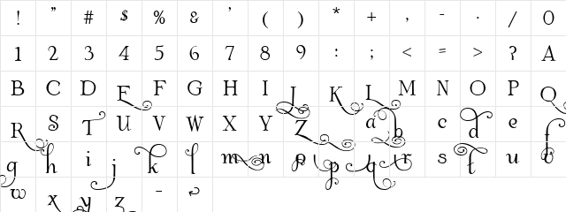 Albemarle Swash Regular Character Map