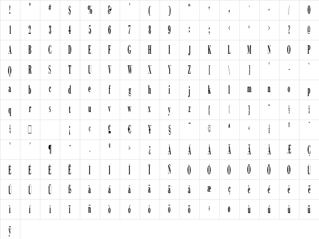 Deco-C652 Regular Character Map