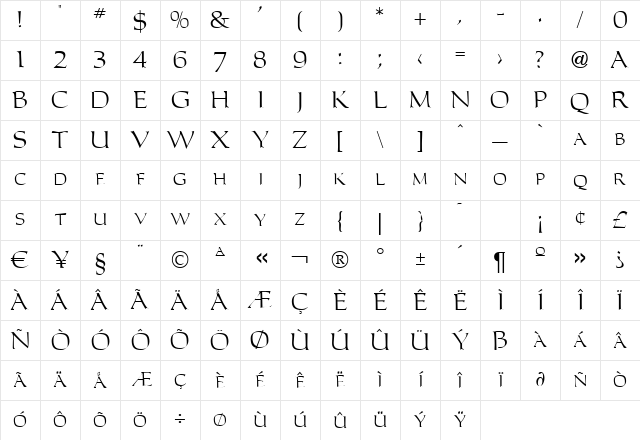 Deco-C653 Regular Character Map