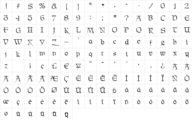 Deco-C720 Regular Character Map