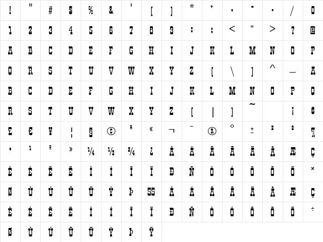Deco-C730 Regular Character Map
