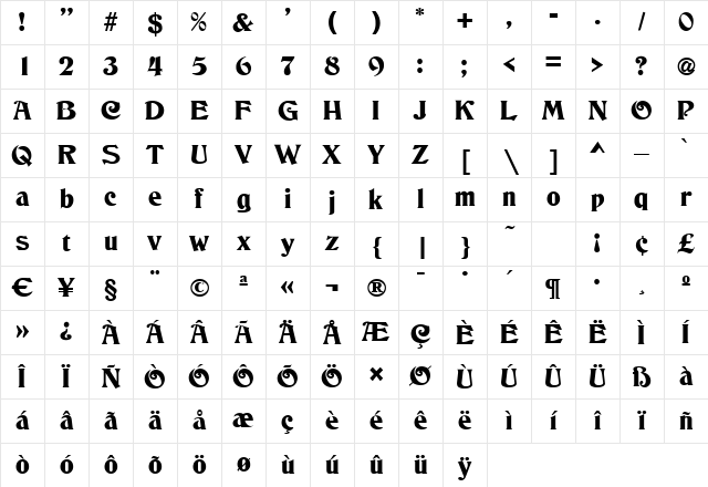 Deco-C790 Regular Character Map