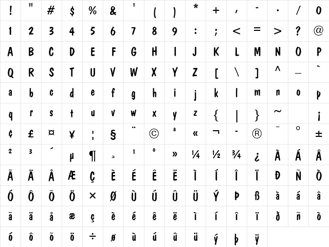 Dom Casual Regular Character Map