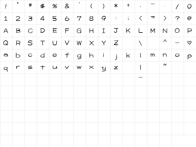 DD BRILLIANT2UAlp Regular Character Map