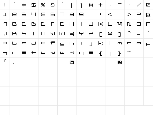 DDD Pipe Regular Character Map DDD Pipe Regular Character Map