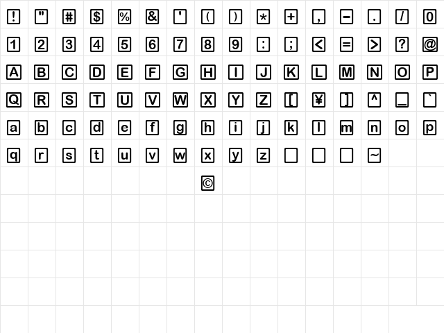 DDD Round Square Regular Character Map
