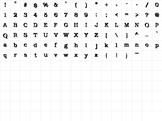 De Futura Regular Character Map