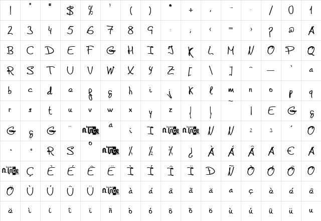 de Manu 2 Bold Character Map