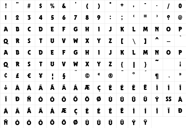 Deco-E760 Regular Character Map