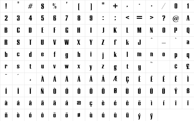 Deco-E831 Regular Character Map