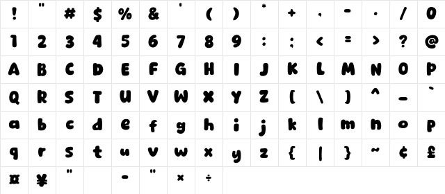 Dear Grandma Regular Character Map Dear Grandma Regular Character Map
