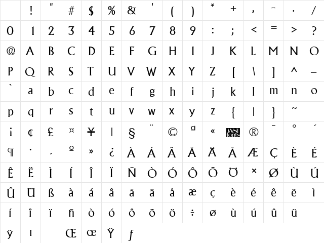 AlbertaLight Regular Character Map AlbertaLight Regular Character Map